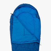 Interior view of Sleepline 250 Mummy Sleeping Bag featuring a soft blue lining and hood for optimal warmth.